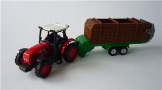 Boys Kids Toy Red Farm Tractor Cattle Trailer Diecast Plastic Boxed Present