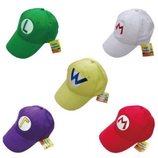5 Colors Super Mario Bros Adult Kids Costume Hat Anime Cosplay Mario Cap