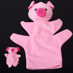 Lovely Pink Pig Hand Puppet Finger Puppet Soft Velvet Preschool Kids Toys