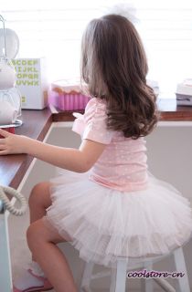 Kids Girls Hot Dots Bowtie Princess Dress Wedding Party Top Tutu Skirt Sets Q201