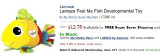 Lamaze Feel Me Fish Developmental Soft Stuffed Plush Attach Crinkle Squeaky Toys