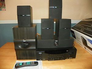 RCA RT 2250 Stereo Home Theater Surround Sound Subwoofer 5 Speakers Remote