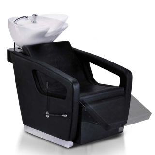 Salon Shampoo Backwash Station Chair Bed Ceramic Sink Bowl Adjustable Leg Rest