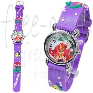 Little Mermaid Sweet Ariel 3D Purple Strap Wrist Watch