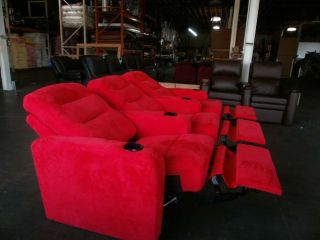 Seatcraft Excalibur Red Row of 3 Home Theater Seats