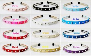 Women Accessories Head Bow Spike Rivets Studded Leather Hair Band Girls Hairwrap
