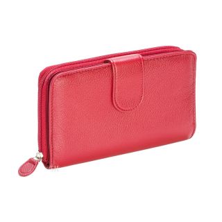 Mundi Women Ladies Red Big Fat Leather Wallet BFW Tab Clutch Zipper