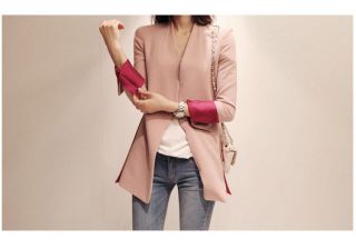 New Fashion Autumn Women's Candy Color Slim MD Long Suit Blazer Coat Jacket Hot