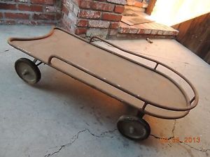 Vintage Kid's Red Wagon Childs Pull Toy Art Deco Antique Murray Old Nice Shape