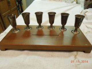 Vintage Wallace Baroque Silver Plated 7 PC Cordial Tray Set Shot Glass 231