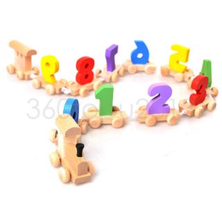 New Mini Educational Wooden Train Digital Figures Number Railway Kids Wood Toy