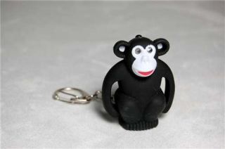 LED Light Up Keychain Monkey Toy Gorilla Animal Charm Light Sound Noise Gift New