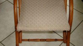 Vtg Antique Victorian Folding Wood Chair Carpet Canvas Sewing Seat