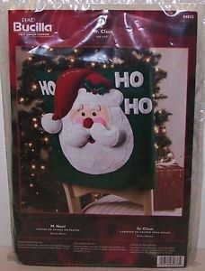 Bucilla "Mr Claus" Santa Holiday Chair Back Cover Christmas Felt Applique Kit