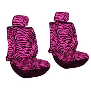 15pc Set Seat Covers Pink Zebra Animal Print Floor Mats Wheel Belt Head Pads
