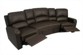 Vesta Home Theater Seating 3 2 Recliners 1 Center Unit Brown Leather Chairs