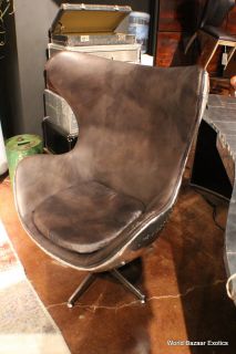Aluminum Jump Seat Leather Chair Old Vintage Saddle Black Office Desk