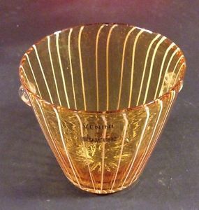 New Venini Italian Murano Hand Blown Glass Ice Bucket Vase Amber Disarronno