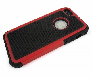 Red Black Defender Heavy Duty Protective Silicone Cover Case Apple iPhone 5