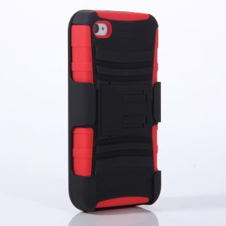 Red 3 in 1 Belt Clip Rugged Combo Case Holster Cover Kickstand for iPhone 4 4S