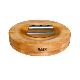 John Boos Herb a Round Cutting Board with Knife