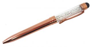 Rose Gold Copper Crystal Crystalline Bling Touch Screen Stylus Ballpoint Pen