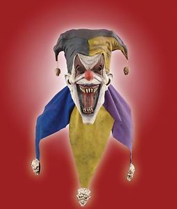 Evil Jester Clown Mask Scary Horror Halloween Adult Costume Accessory