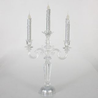 21 5" Icy Crystal Battery Operated LED Lighted Flickering Christmas Candelabra