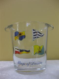 New Tommy Bahama Flags of Leisure Glass Ice Bucket