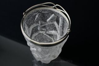1910s Ice Bucket Art Nouveau Art Deco Frosted Glass Silver Plated Iceberg Shaped