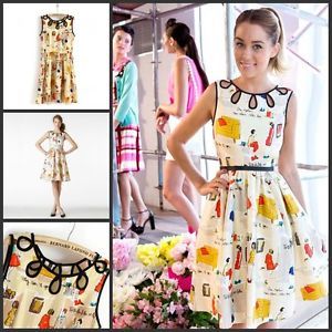 New Womens Fashion Sweet Girl Print Sleeveless Vest Retro Chiffon Dress