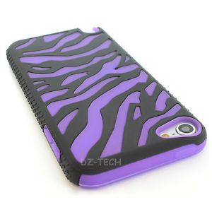 Black Purple Zebra Heavy Duty Hybrid Hard Case Cover iPod Touch 5 5g Accessory