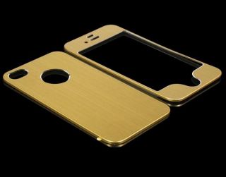 High Quality Brushed Metal Gold Case Cover for iPhone 4 4G 4S at T Yellow Gift