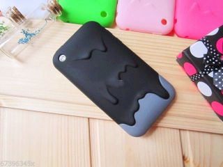 Cute 3D Melt Ice Cream Skin Silicone Soft Case Cover for iPhone 3G 3GS White