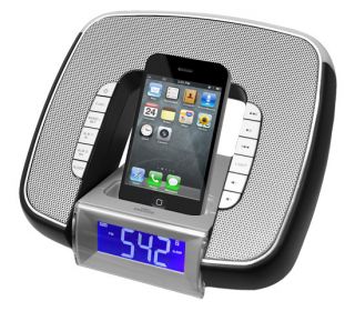 New Pyle PICL29B iPod iPhone Speaker Dock Station Audio in FM Radio Alarm Clock