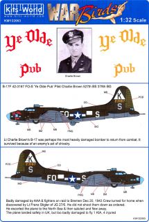 Kits World Decals 1 32 B 17F Flying Fortress Ye Olde Pub