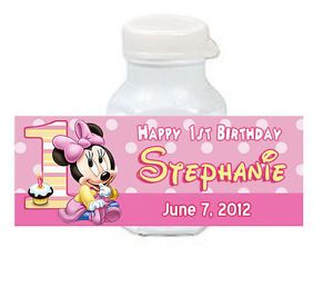 30 Personalized Minnie Mouse Mini Bubble Labels Party Favors