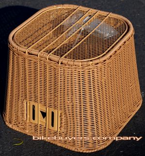 Mid Size PE Rattan Wicker Basket Brown for Beach Cruiser Bikes Bicycles