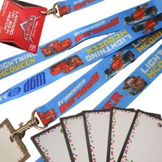 12 Cars Lightning McQueen Disney Birthday Party Favor ID Lanyards w Name Cards