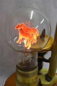 Vintage Figural Aerolux Neon Glow Light Old Light Bulb Featuring Horses and Base