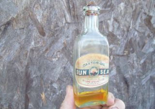 Sun Seal Cold Pressed Castor Oil Buffalo NY Cork Top Bottle with Original Label