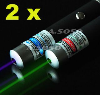 2 x 5mW Violet Purple Blue Laser Green Beam Laser Light Pointer Pen