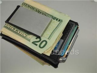 New Magnetic Black Leather Money Clip ID Wallet Business Credit Card Holder Gift