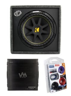 Kicker VC12 12" 300W Single Car Audio Subwoofer Box Amplifier Boss Amp Kit 713034050407