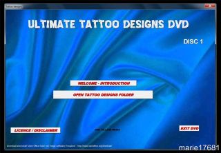 250 000 Tattoo Designs on 2 DVD ROMs Sports Snakes Fantasy Angels Devils etc New