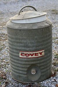Old Vintage Covey 5 Gal Galvanized Metal Water Dispenser Cooler