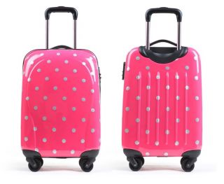 Fashion Girl Luggage Suitcase Trolley Bag Rolling Wheel with Polka Dot Pink 24"