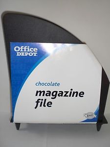 Office Depot Chocolate Brown Plastic Magazine File Paper Holder Desk Organizer 2