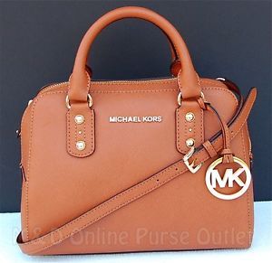 Authentic Michael Kors Saffiano Leather Small Satchel Purse Bag Luggage