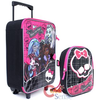 Monster High Rolling Luggage Suite Case with 10" Small Backpack Set